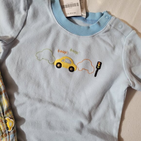 Gymboree Vintage Mr. Lovebug 6-12 month NWT plaid short Overalls & Bodysuit set. - Picture 4 of 5